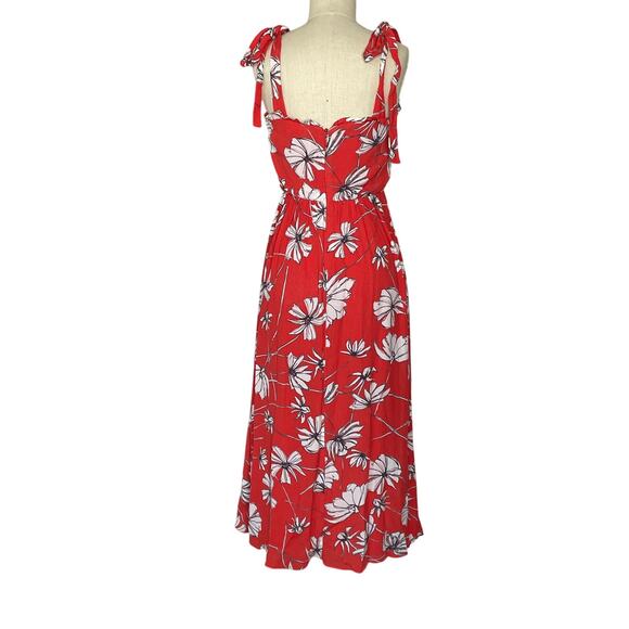 Jason Wu Collective Floral Midi Dress Tie Straps Slit - Picture 4 of 14